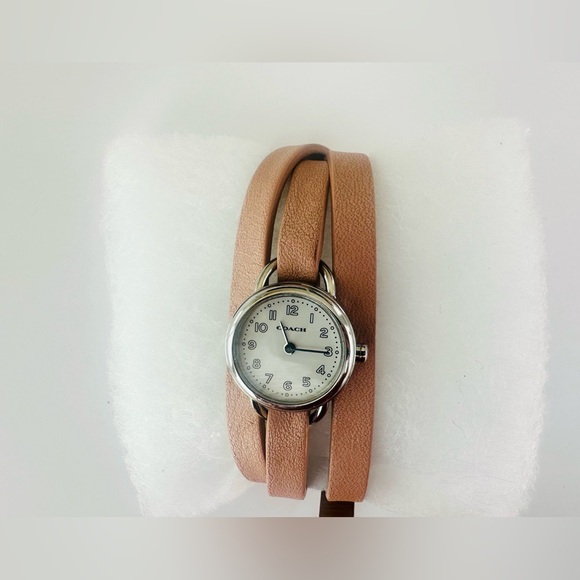 Coach Light Pink Leather Triple Wrap Watch, White dial, Silver Monogram clasp - Picture 1 of 8
